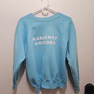 Vintage Light Blue Crewneck Sweatshirt "NASCENCY GRINDER" aka. Born a Grinder